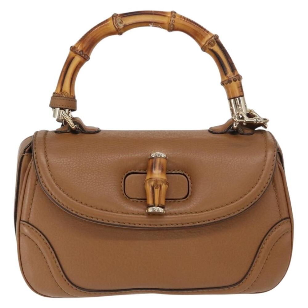 Gucci Leather New Bamboo Tote Bag Brown